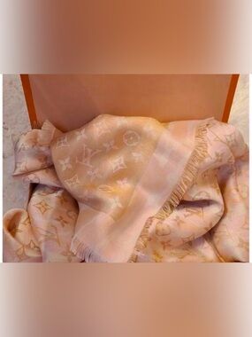 Louis Vuitton Pink and Gold Monogram Shawl